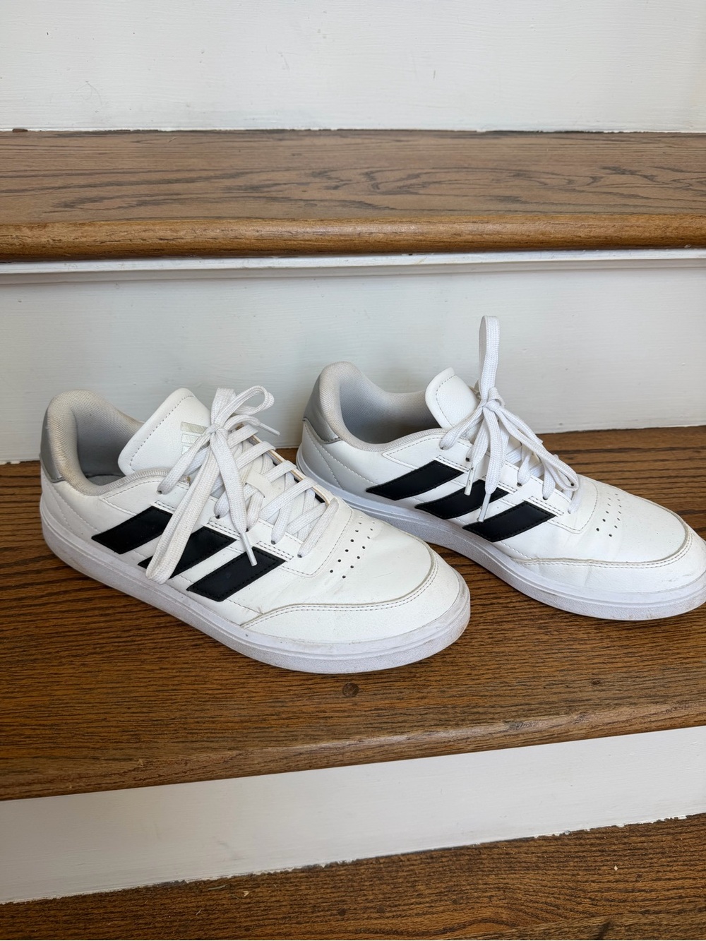 adidas White Sneakers with Black Three-Stripes Accent